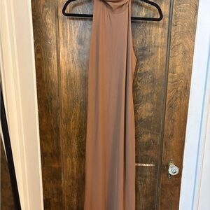 AFRM Backless Sleeveless Tan Dress